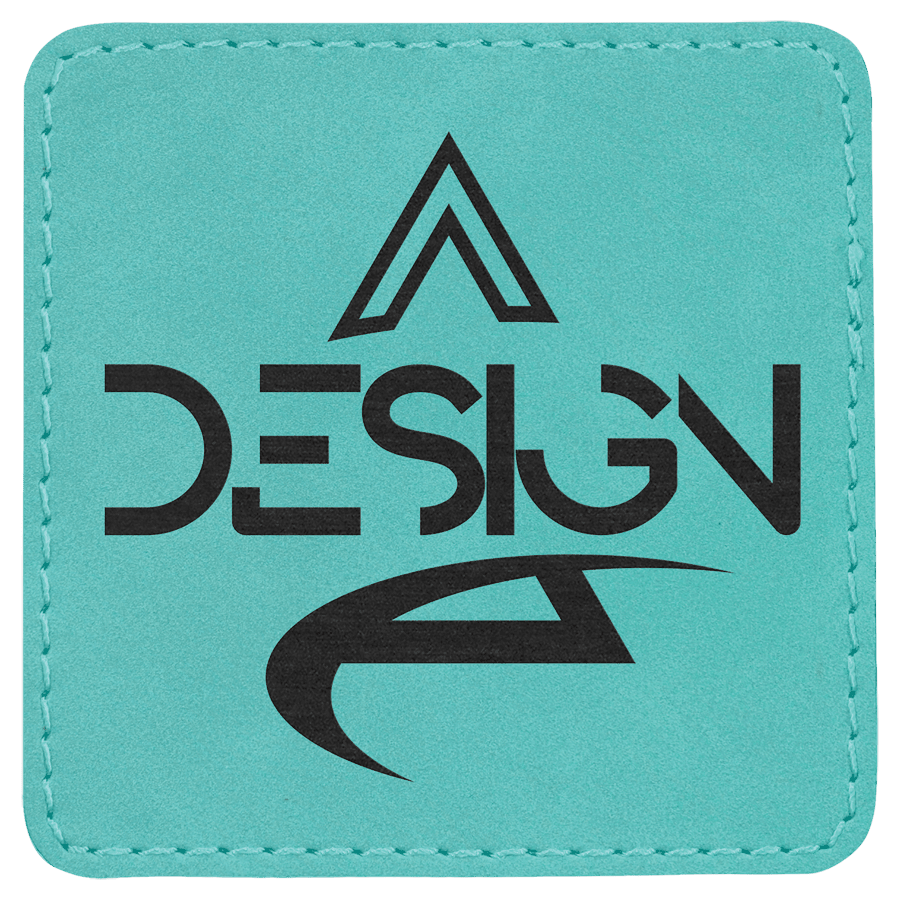 3" x 3" Square Teal Laserable Leatherette Patch with Adhesive