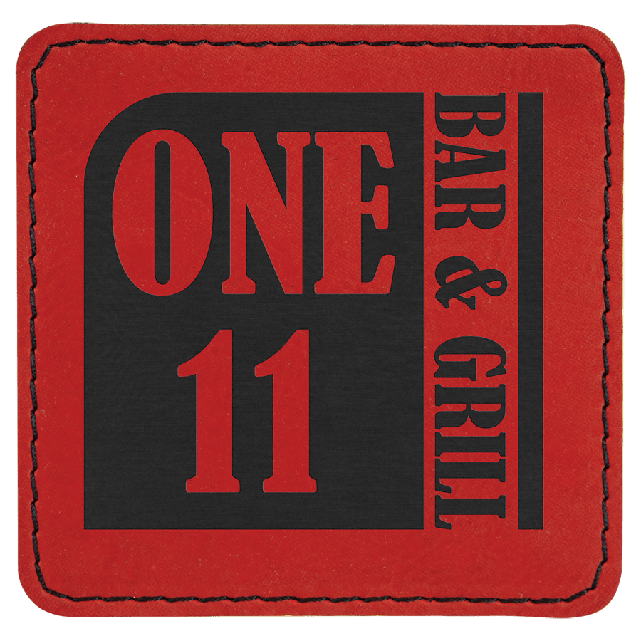 3" x 3" Square Red Laserable Leatherette Patch with Adhesive