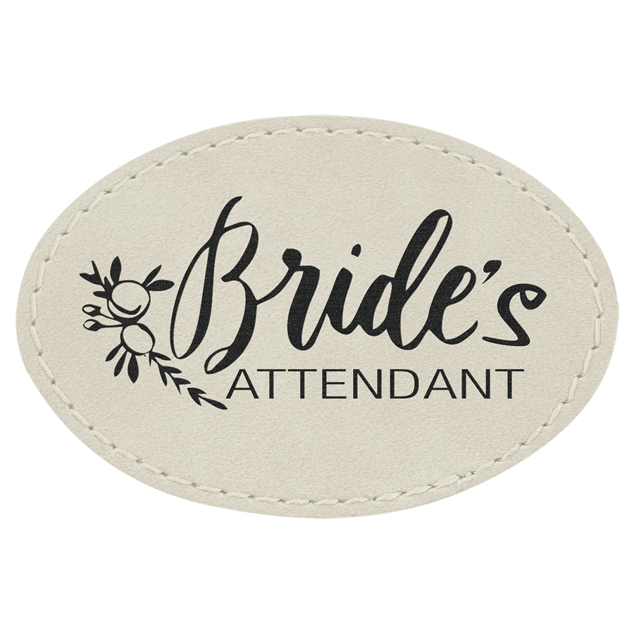 3" x 2" Oval White Laserable Leatherette Patch with Adhesive