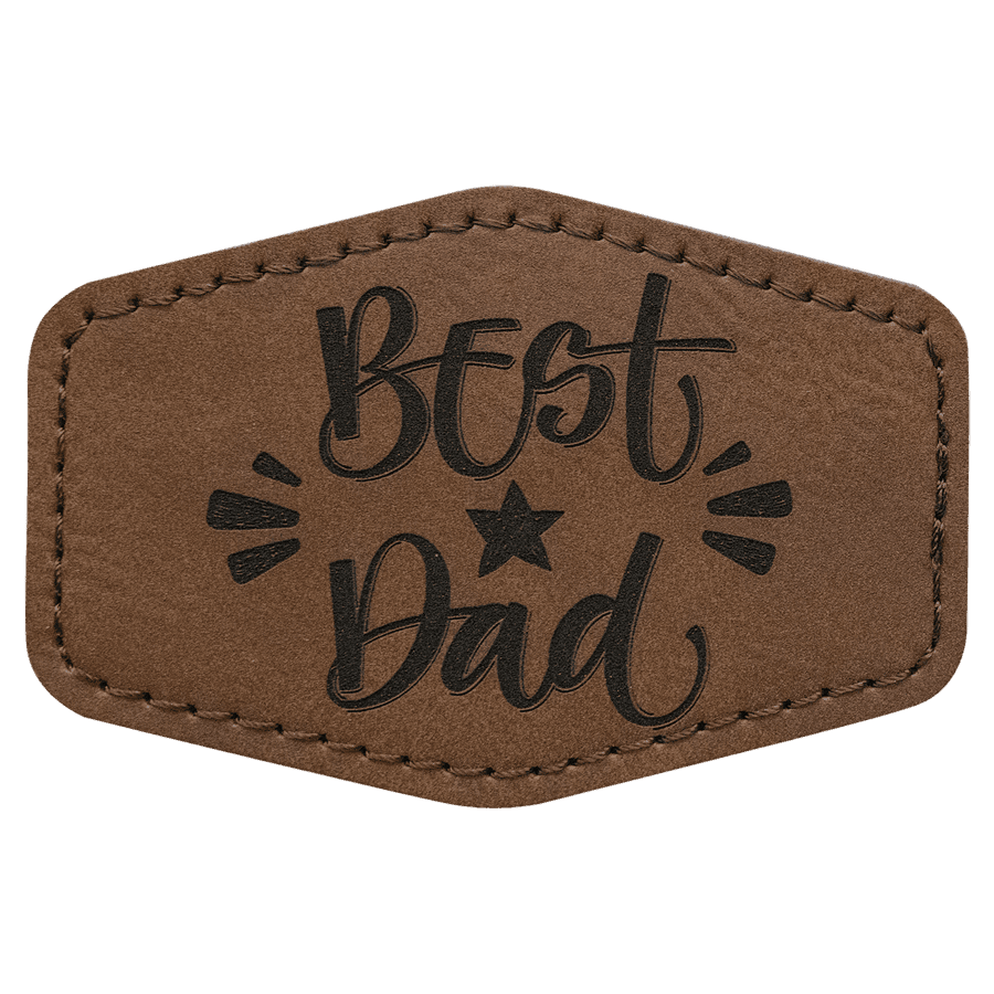 3" x 2" Altıgen Suni Deri Patch, Yapışkanlı – Koyu Kahverengi
