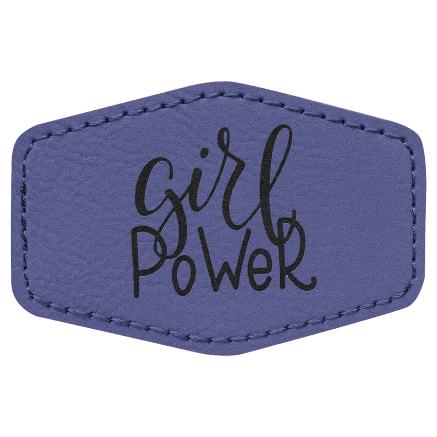 3" x 2" Hex Purple Laserable Leatherette Patch with Adhesive