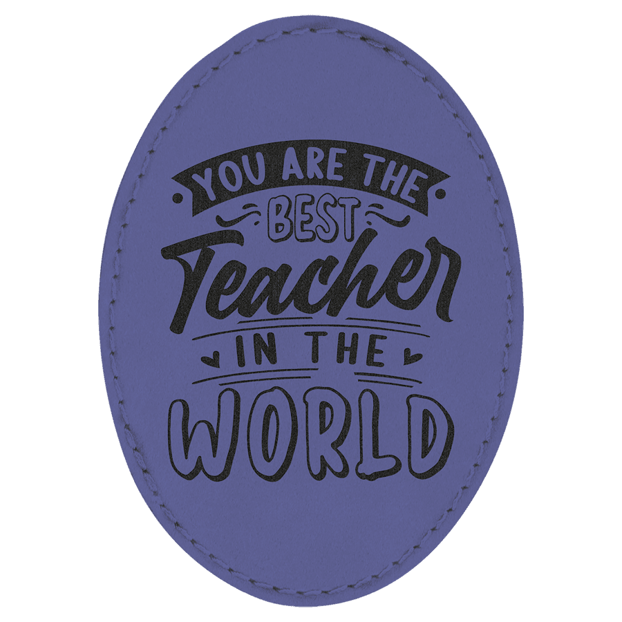 3 1/2" x 2 1/2" Oval Suni Deri Patch, Yapışkanlı – Mor