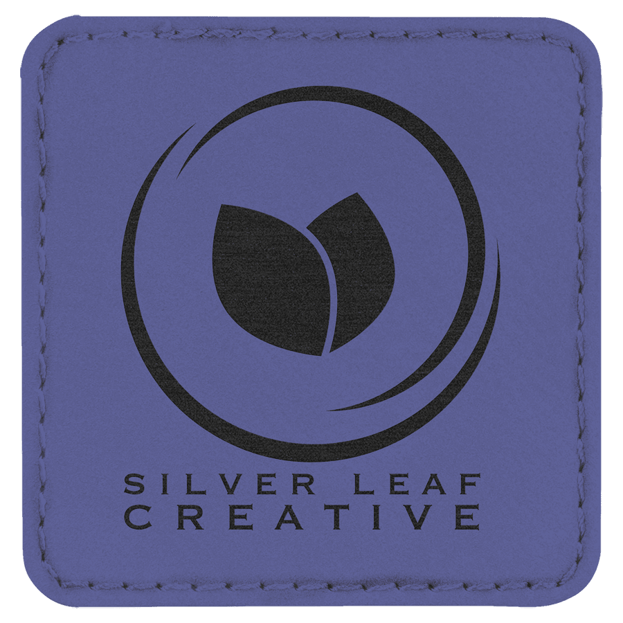 2 1/2" x 2 1/2" Square Purple Laserable Leatherette Patch with Adhesive
