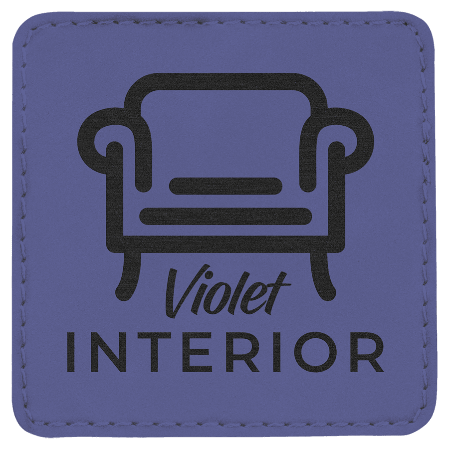 3" x 3" Square Purple Laserable Leatherette Patch with Adhesive