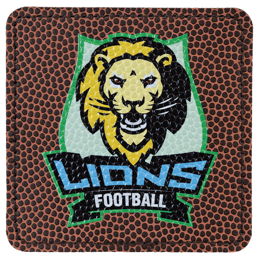 3" x 3" Square Football Laserable Leatherette Patch with Adhesive