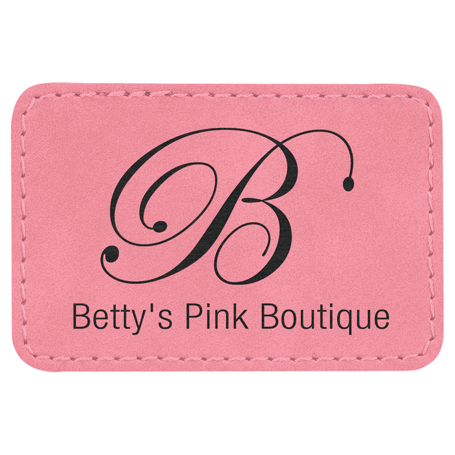 3" x 2" Rectangle Pink Laserable Leatherette Patch with Kota Pro Adhesive