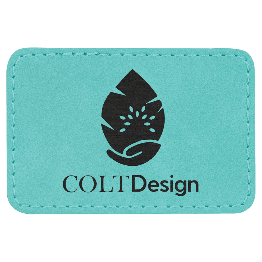 3" x 2" Rectangle Teal Laserable Leatherette Patch with Kota Pro Adhesive
