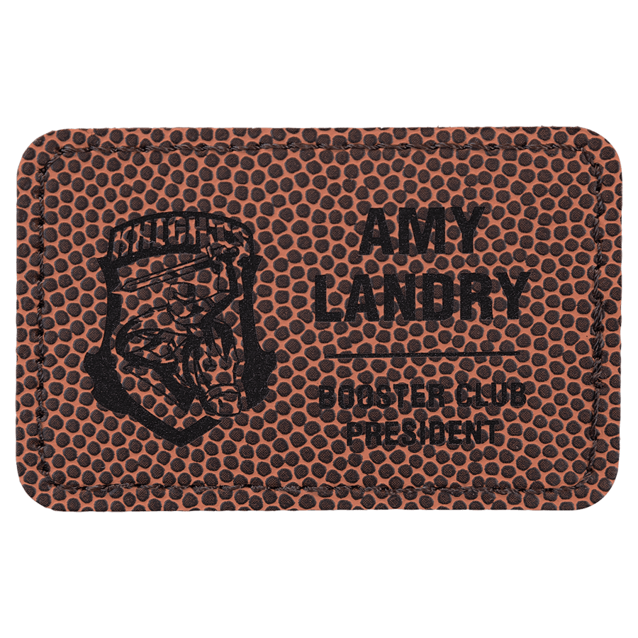 3" x 2" Rectangle Football Laserable Leatherette Patch with Kota Pro Adhesive