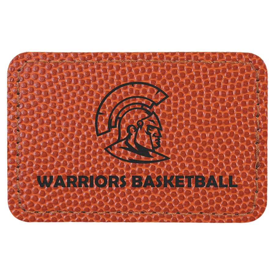 3" x 2" Dikdörtgen Suni Deri Patch, Kota Pro Yapışkanlı – Basketbol