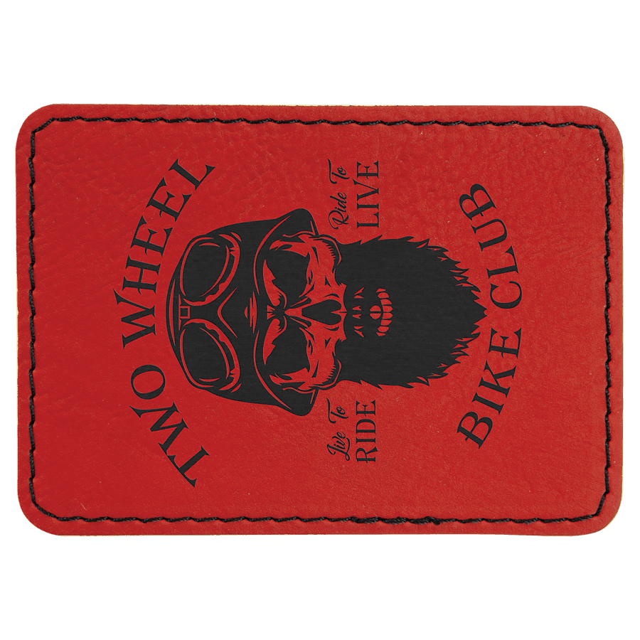 3 1/2" x 2 1/2" Rectangle Red Laserable Leatherette Patch with Kota Pro Adhesive