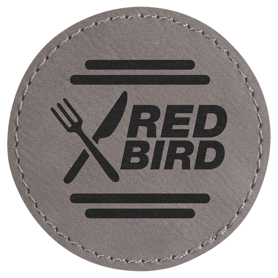 2 1/2" Round Gray Laserable Leatherette Patch with Kota Pro Adhesive