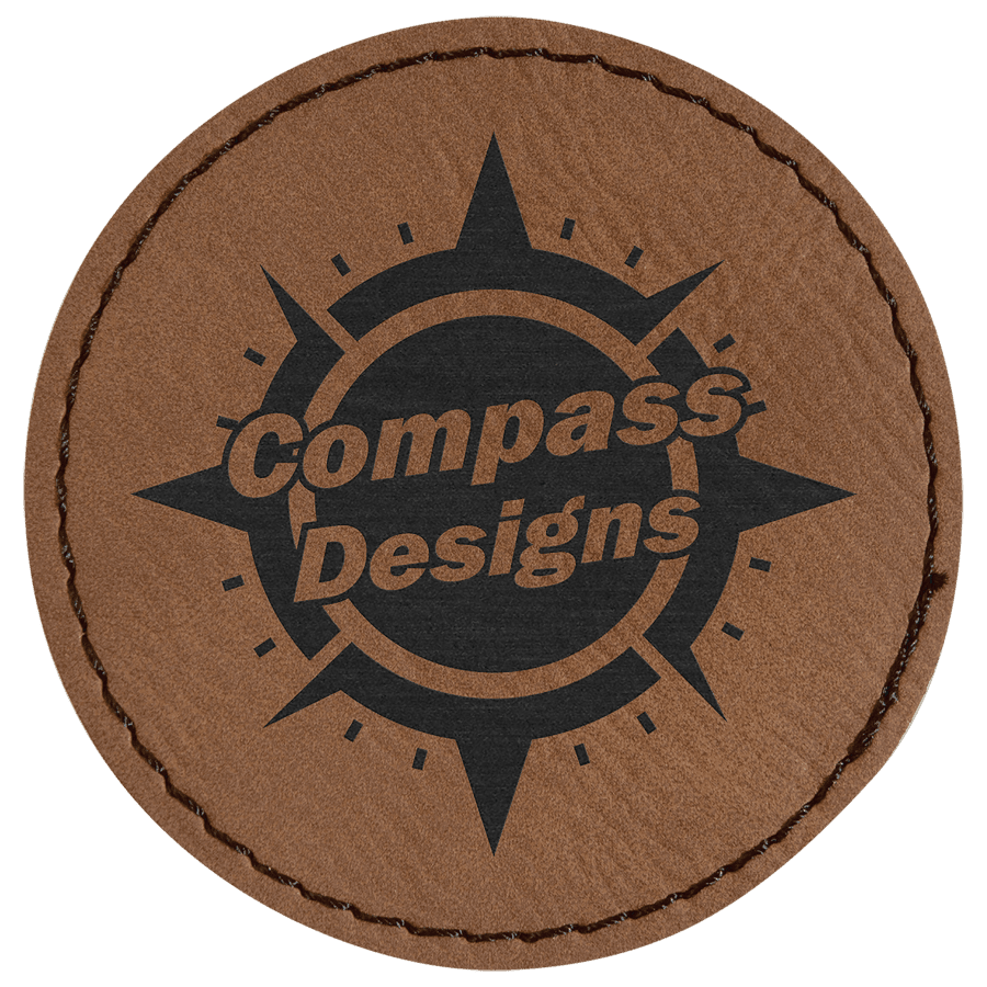 2 1/2" Round Dark Brown Laserable Leatherette Patch with Kota Pro Adhesive