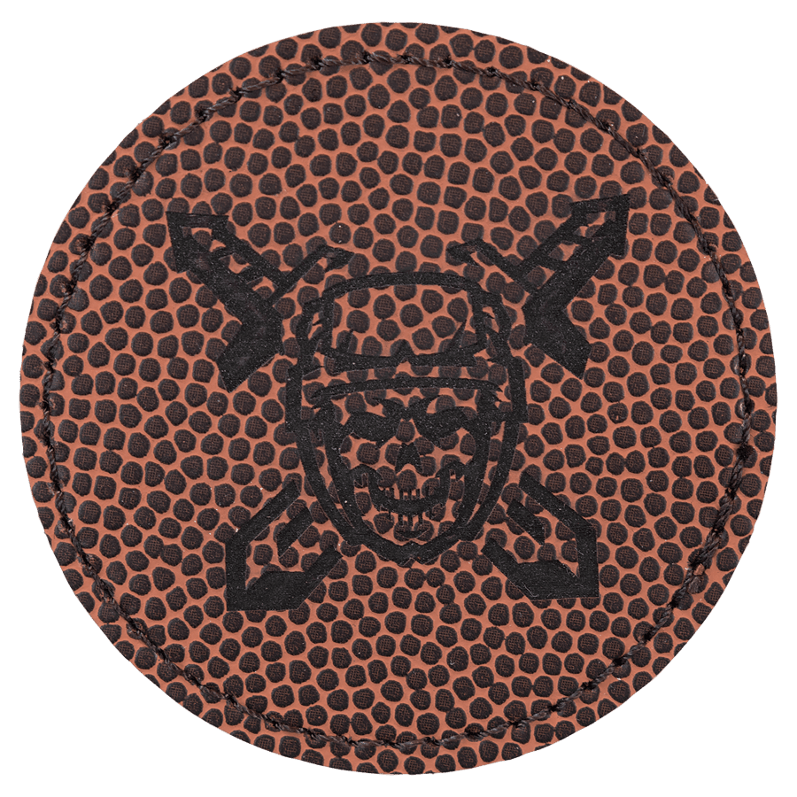 2 1/2" Round Football Laserable Leatherette Patch with Kota Pro Adhesive