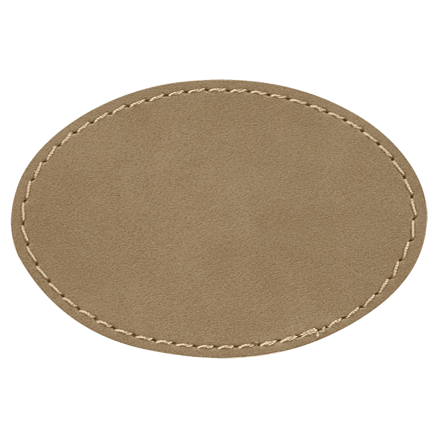 3" x 2" Oval Suni Deri Patch, Kota Pro Yapışkanlı – Açık Kahverengi