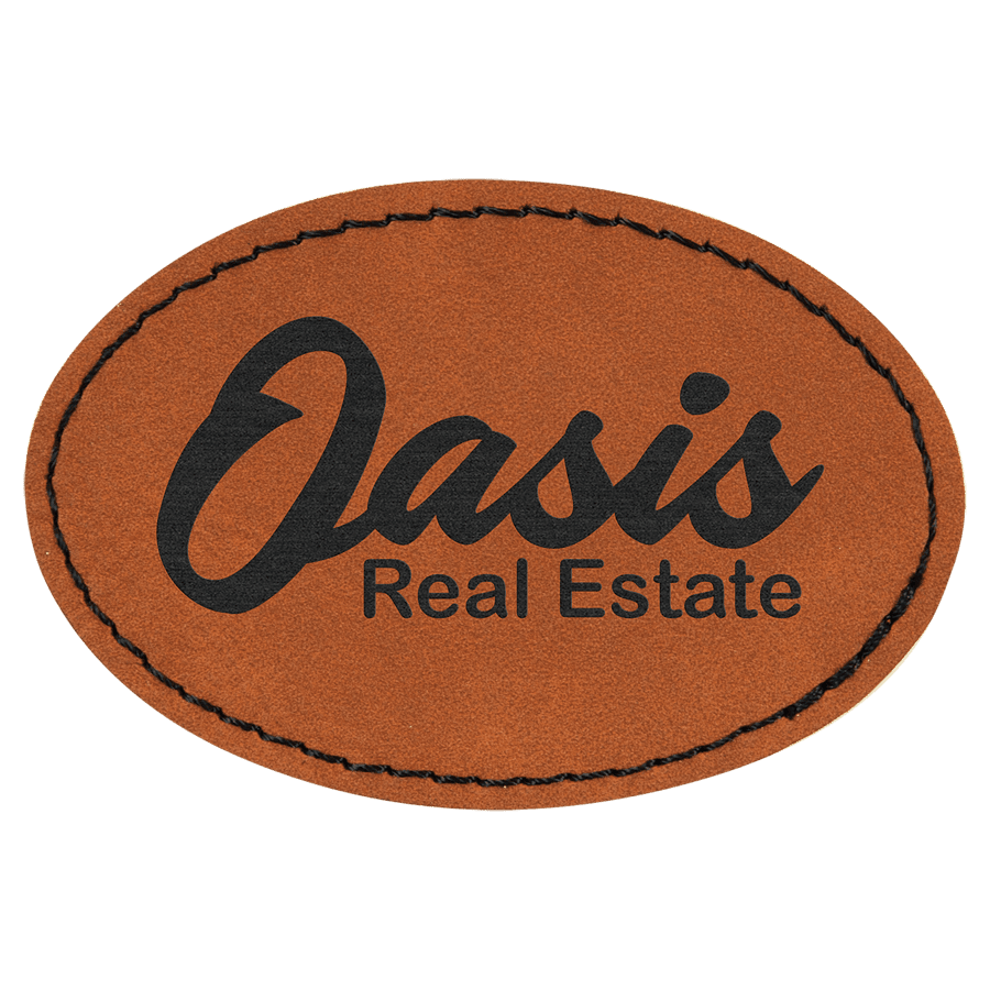 3" x 2" Oval Suni Deri Patch, Kota Pro Yapışkanlı – Ham Deri