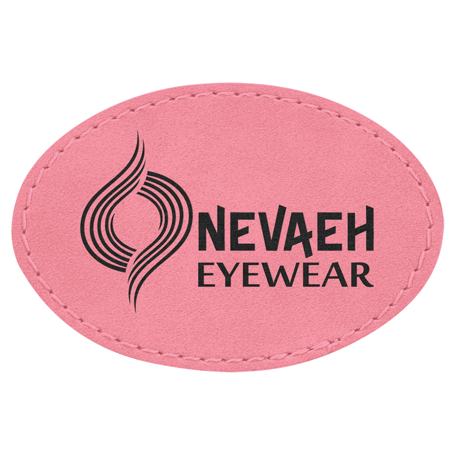 3" x 2" Oval Pink Laserable Leatherette Patch with Kota Pro Adhesive
