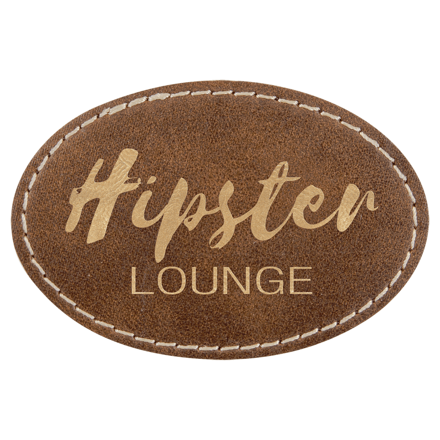 3" x 2" Oval Rustic/Gold Laserable Leatherette Patch with Kota Pro Adhesive