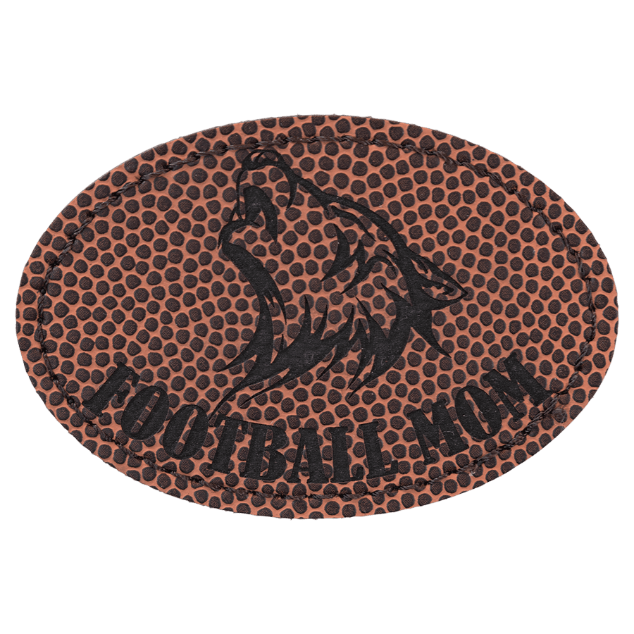 3" x 2" Oval Football Laserable Leatherette Patch with Kota Pro Adhesive