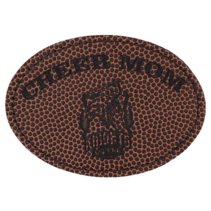 3 1/2" x 2 1/2" Oval Football Laserable Leatherette Patch with Kota Pro Adhesive