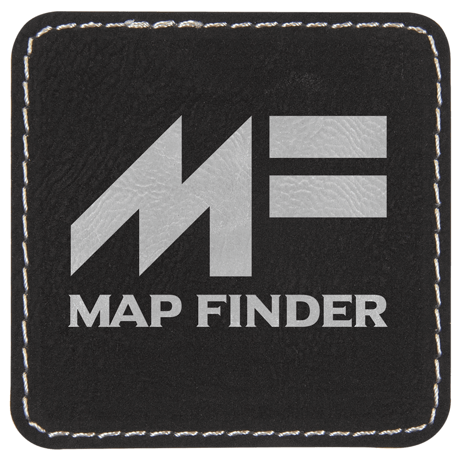 2 1/2" x 2 1/2" Square Black/Silver Laserable Leatherette Patch with Kota Pro Adhesive