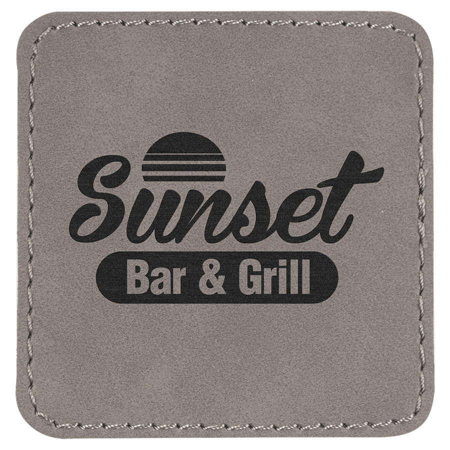 2 1/2" x 2 1/2" Square Gray Laserable Leatherette Patch with Kota Pro Adhesive