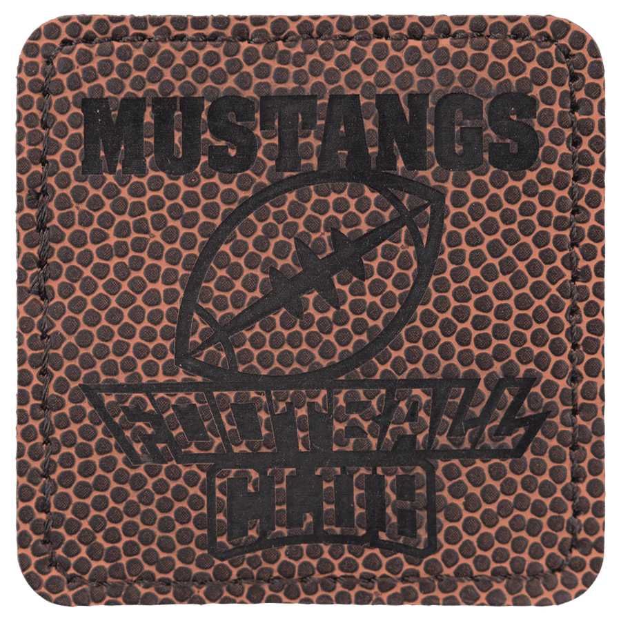 2 1/2" x 2 1/2" Square Football Laserable Leatherette Patch with Kota Pro Adhesive