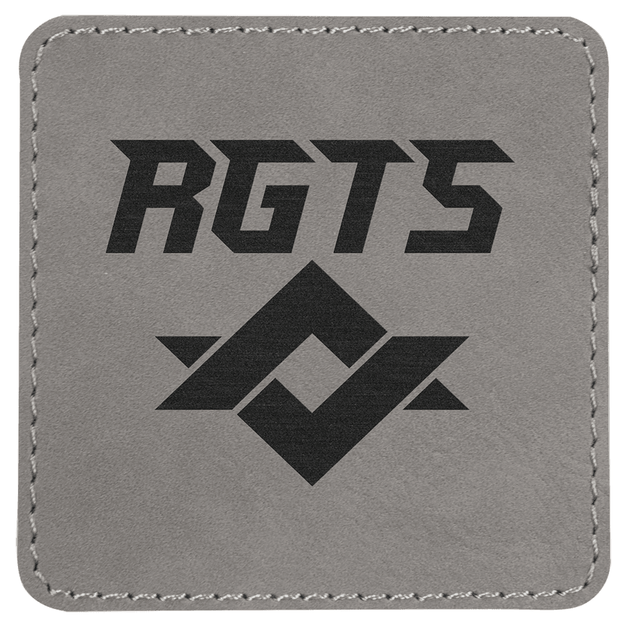 3" x 3" Square Gray Laserable Leatherette Patch with Kota Pro Adhesive