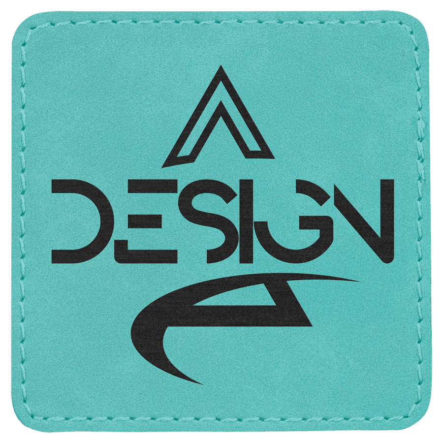 3" x 3" Square Teal Laserable Leatherette Patch with Kota Pro Adhesive