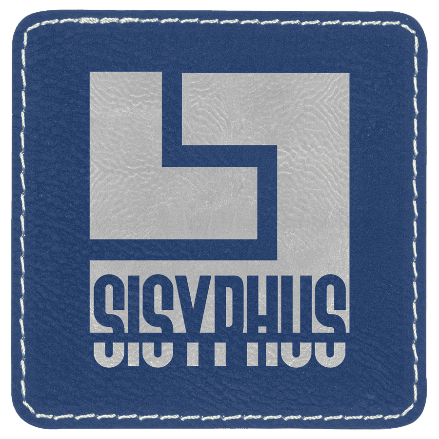 3" x 3" Kare Suni Deri Patch, Kota Pro Yapışkanlı – Mavi/Gümüş
