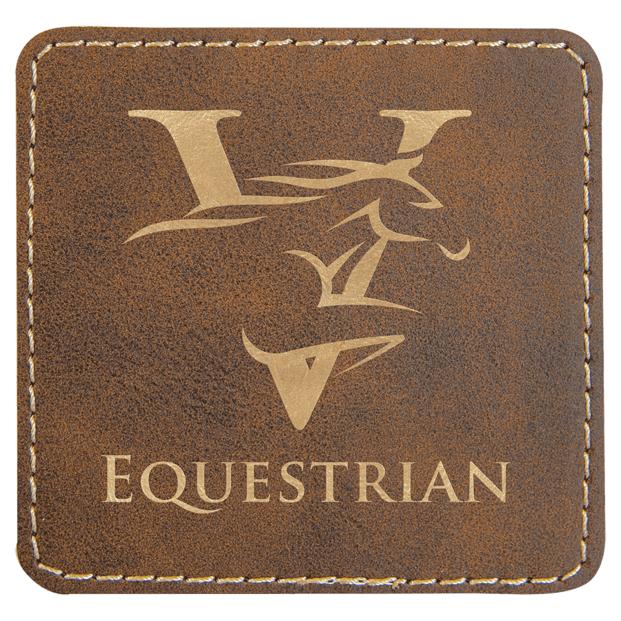 3" x 3" Square Rustic/Gold Laserable Leatherette Patch with Kota Pro Adhesive