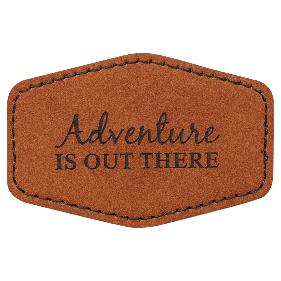 3" x 2" Hex Rawhide Laserable Leatherette Patch with Kota Pro Adhesive
