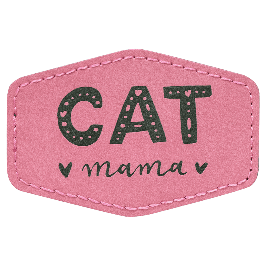 3" x 2" Hex Pink Laserable Leatherette Patch with Kota Pro Adhesive