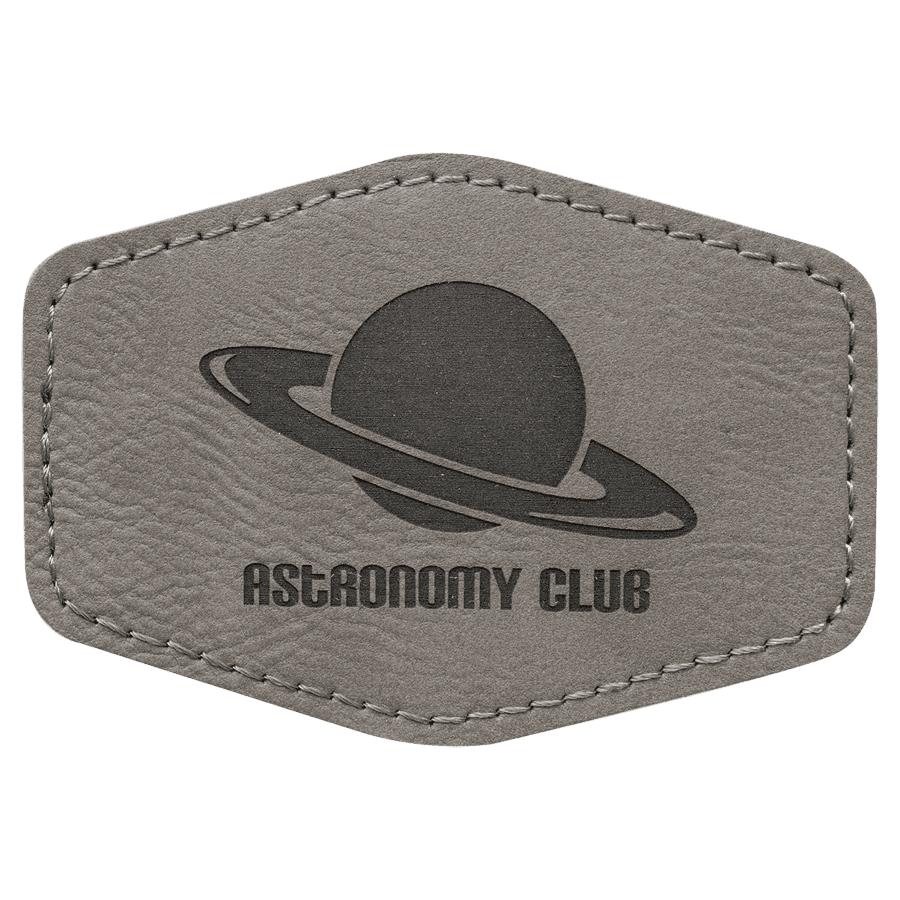 3 1/2" x 2 1/2" Hex Gray Laserable Leatherette Patch with Kota Pro Adhesive