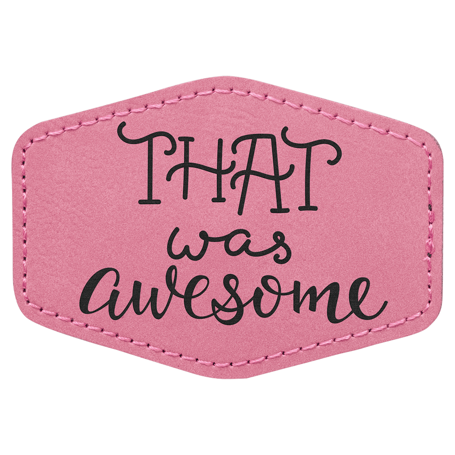 3 1/2" x 2 1/2" Hex Pink Laserable Leatherette Patch with Kota Pro Adhesive