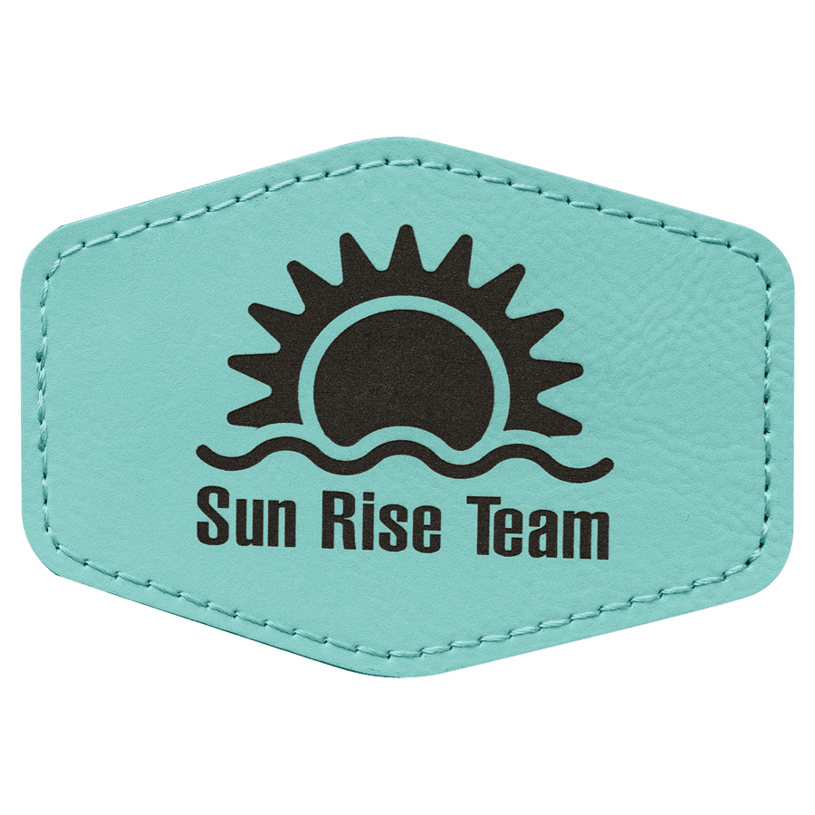 3 1/2" x 2 1/2" Hex Teal Laserable Leatherette Patch with Kota Pro Adhesive
