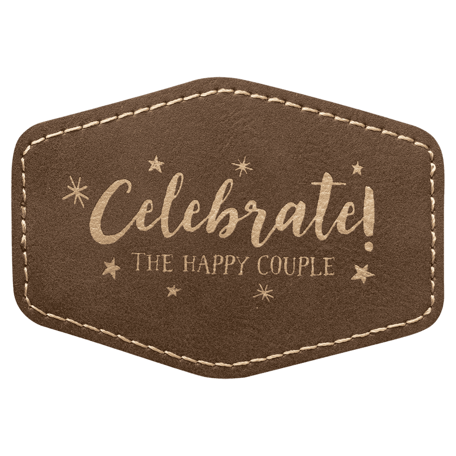 3 1/2" x 2 1/2" Hex Rustic/Gold Laserable Leatherette Patch with Kota Pro Adhesive
