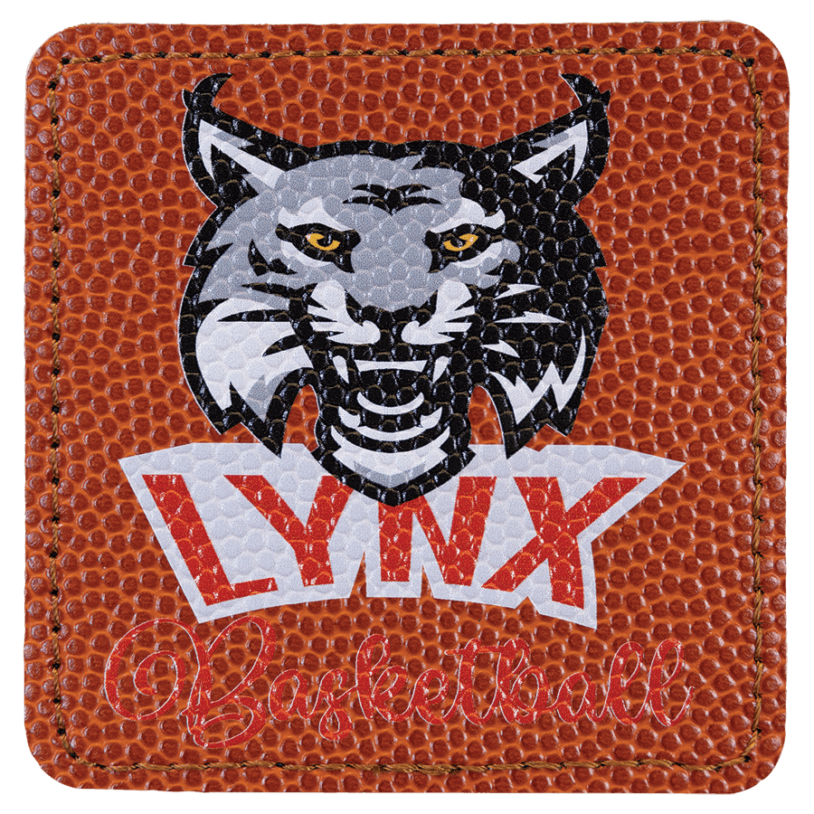 3" x 3" Square Basketball Laserable Leatherette Patch with Kota Pro Adhesive