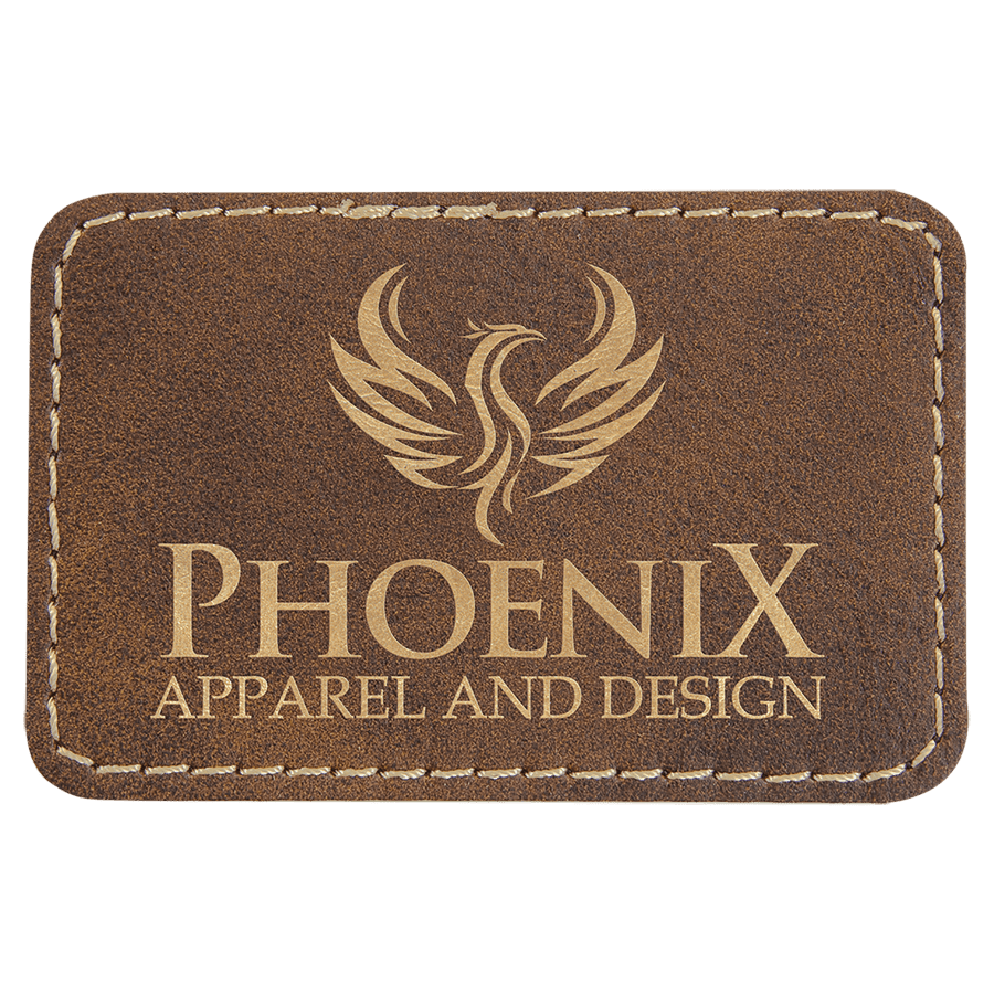 3" x 2" Rectangle Rustic/Gold Laserable Leatherette Patch with Kota Pro Adhesive