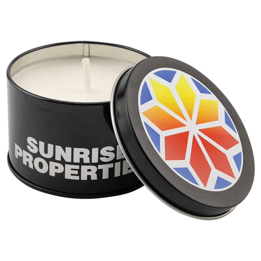 5.3 oz. Siyah Metal Tenekede Kokulu Mum – Tropik Gün Doğumu