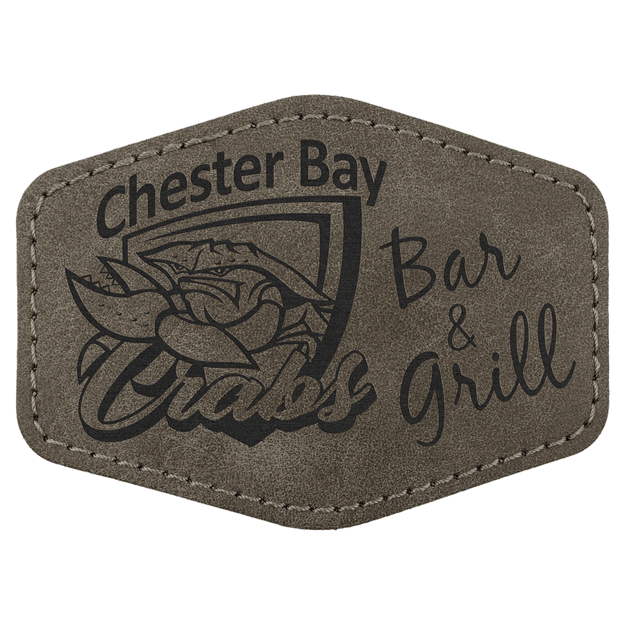 3 1/2" x 2 1/2" Dark Gray Premier Laserable Leatherette Hex Patch with Kota Pro Adhesive - Creekside Collection