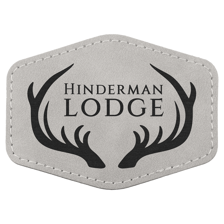 3 1/2" x 2 1/2" Light Gray Premier Laserable Leatherette Hex Patch with Kota Pro Adhesive - Creekside Collection