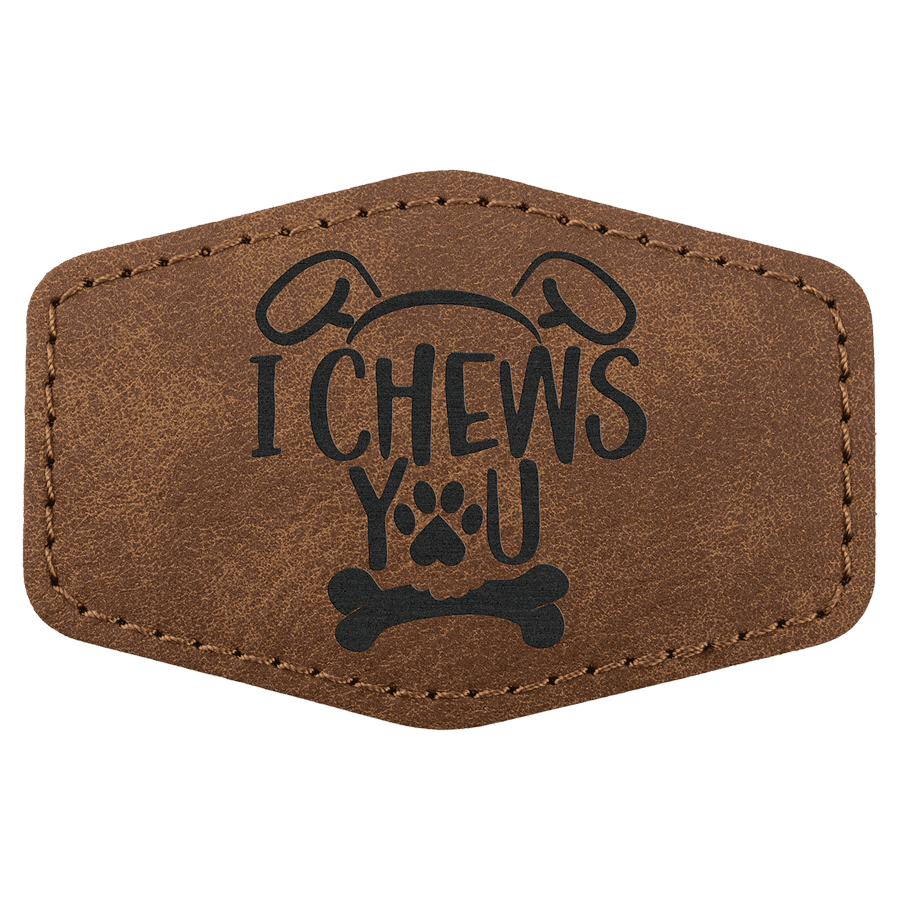 3" x 2" Dark Brown Premier Laserable Leatherette Hex Patch with Kota Pro Adhesive - Creekside Collection