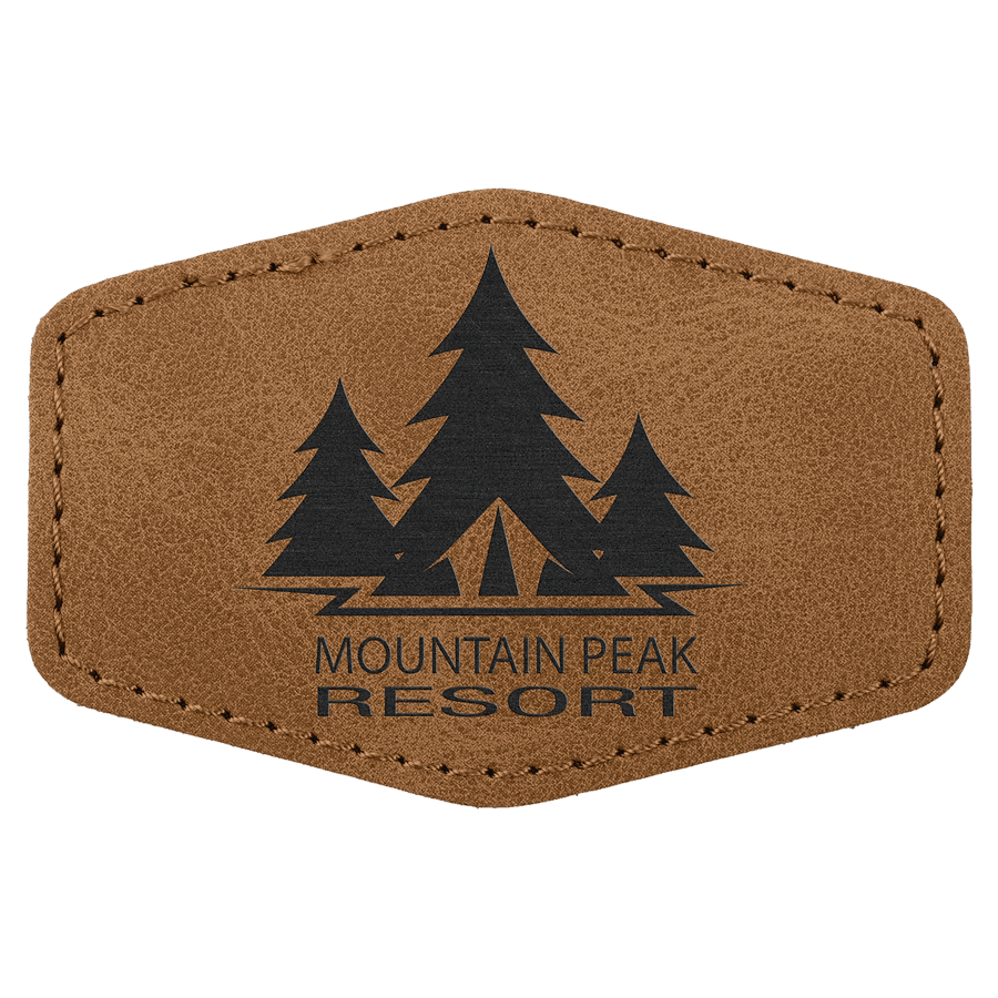 3" x 2" Altıgen Premier Suni Deri Patch, Kota Pro Yapışkanlı, Creekside Koleksiyonu – Orta Kahverengi