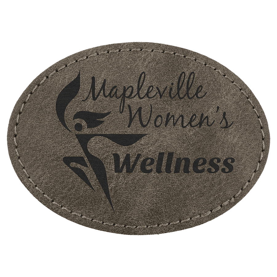 3 1/2" x 2 1/2" Dark Gray Premier Laserable Leatherette Oval Patch with Kota Pro Adhesive - Creekside Collection