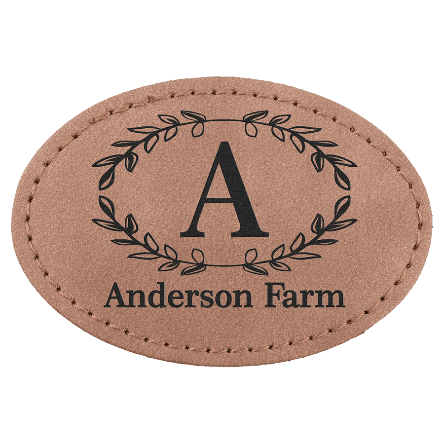 3" x 2" Blush Premier Laserable Leatherette Oval Patch with Kota Pro Adhesive - Creekside Collection