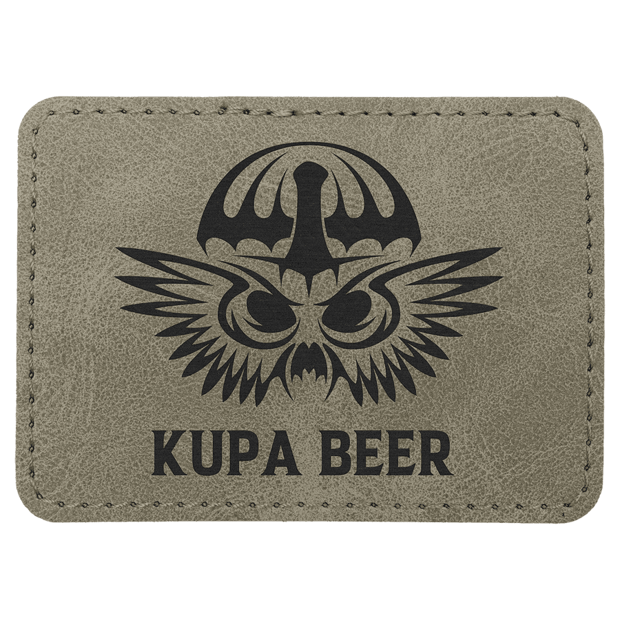 3 1/2" x 2 1/2" Dikdörtgen Premier Suni Deri Patch, Kota Pro Yapışkanlı, Creekside Koleksiyonu – Açık Yeşil