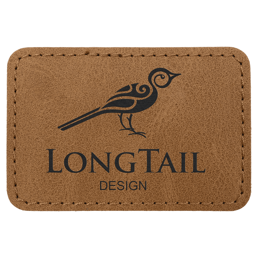 3" x 2" Medium Brown Premier Laserable Leatherette Rectangle Patch with Kota Pro Adhesive - Creekside Collection