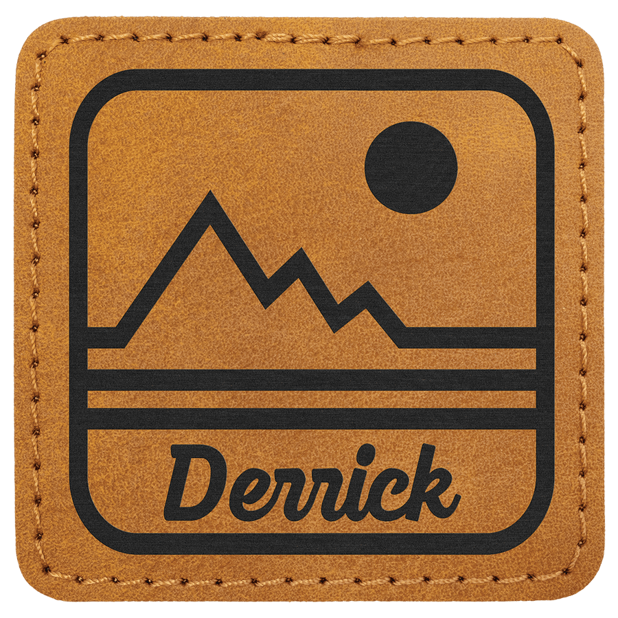 2 1/2" x 2 1/2" Light Brown Premier Laserable Leatherette Square Patch with Kota Pro Adhesive - Creekside Collection