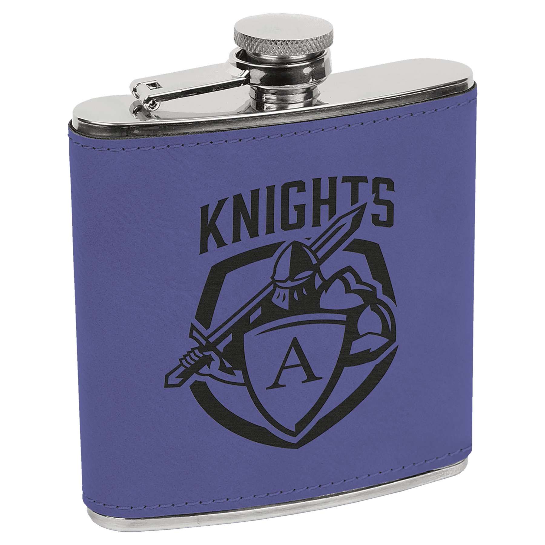 Leatherette Stainless Steel Flask – Purple/Black — view 1 of 3